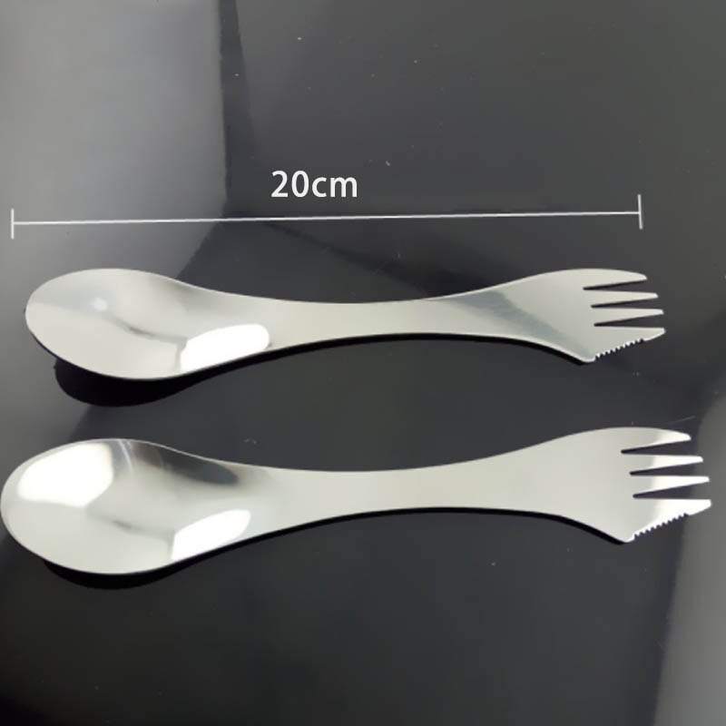 Cubiertos de acero inoxidable para pícnic al aire libre, herramientas de senderismo, tenedor, cuchara, utensilio en Combo, 3 en 1