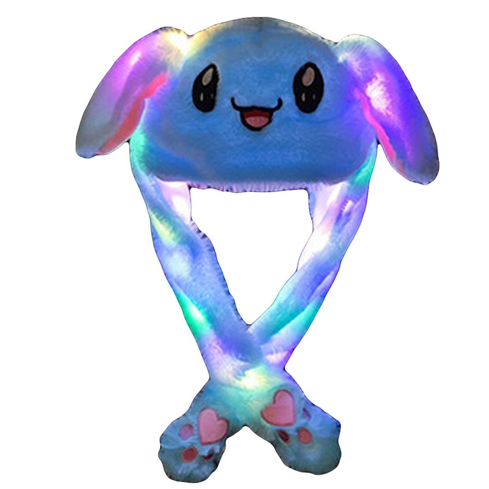 Luz movendo orelhas de coelho chapéu engraçado mão ímã chapéu de pelúcia controlável orelhas longas bonito presente animal coelho orelha chapéu hat hat hat hat hat: Blue