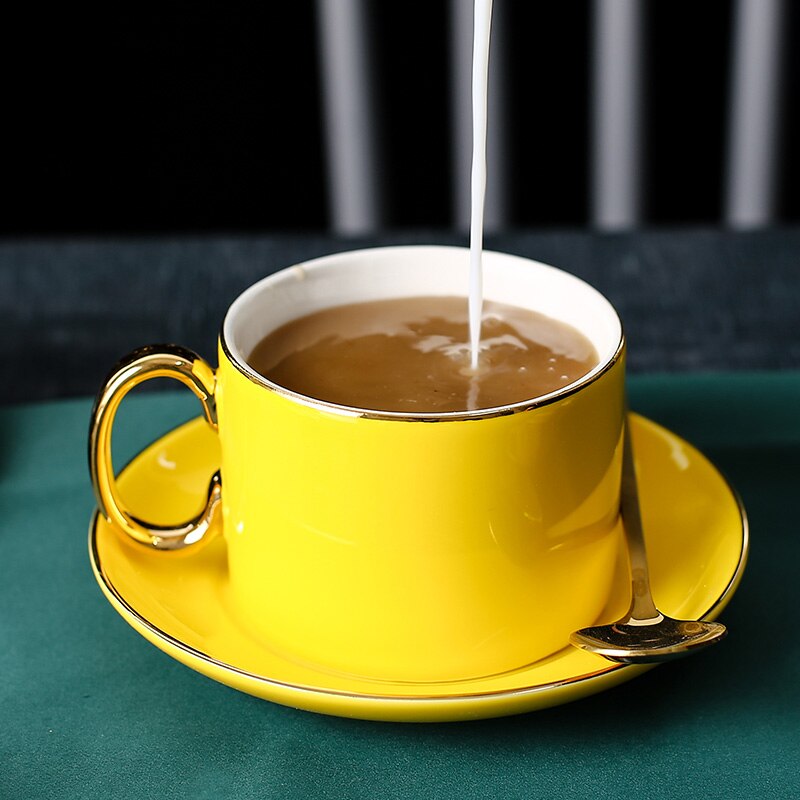 Luksus krus kaffekopper keramisk espressokopp tekopper og tallerken sett cappuccino kopp juego de tazas kjøkken, spisestue  bb50