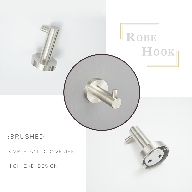 Brushed Nickel Wall Mount Stainless Steel Bathroom Hardware Set Towel Bar Towel Ring Paper Holder Robe Hook Bathroom Accessories