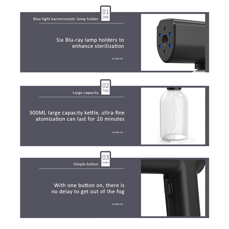 300ml Hand-held Atomizer Spray Gun Nano Mist Sprayer Santitizer Machine Cordless Electric ULV Fogger For Office Garden Sprayer