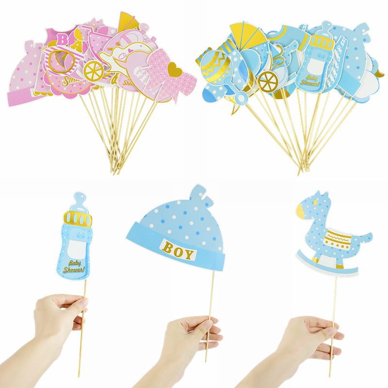 Baby Shower Photo Booth Props Blue Pink It's A Boy/Girl Prince Princess Photobooth Props Kids Birthday Party Favors Decoration