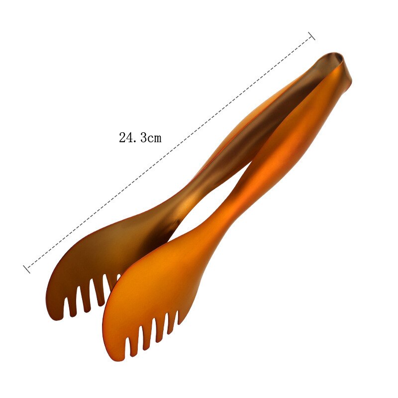 Pince de service de Buffet en acier inoxydable, à dents, en métal, pour barbecue, pince à aliments résistante à la chaleur, ustensiles de cuisine: Red