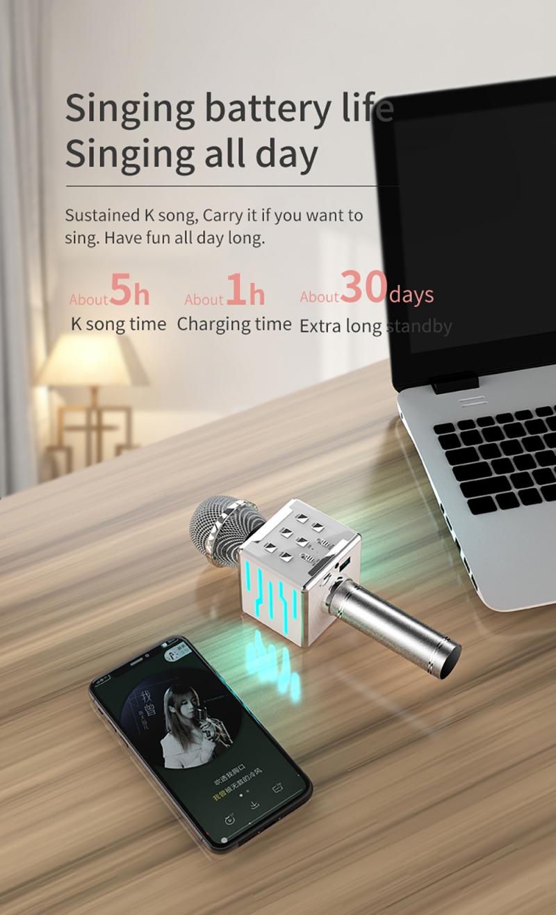 DS868 Wireless Karaoke Microphone USB Player Bluetooth Mic Speaker Perfect Sound Mike For IPhone, IPad, Tablet, Car, PC