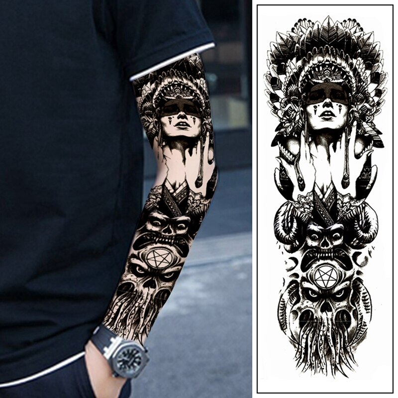 8Pcs Waterproof Temporary Tattoos Sticker Full Arm Pattern Tattoos Applique Arm Full Arm Tattoos Sticker 48X17cm (9/10/11/12, 17