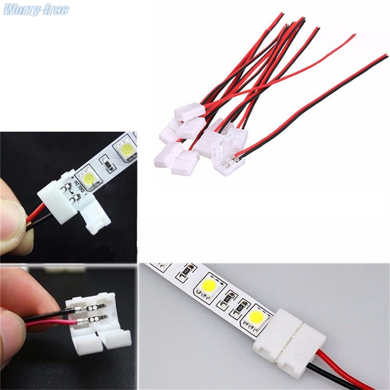 1/10 Stuks Pcb Kabel 2 Pin Led Strip Connectors 3528/5050 8Mm/10Mm Breedte Pcb Lint adapter