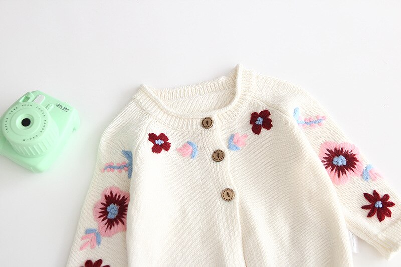 Mode Kinderen Truien Jas Trui Baby Meisjes Katoen Single-Breasted Leuke Bloemen Gebreid Vest En Najaar 0-3 T