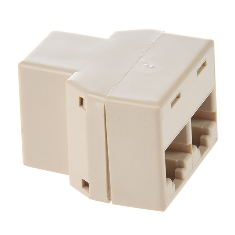 2 Pcs 3 Way RJ45 LAN Network Ethernet Splitter Connector khaki