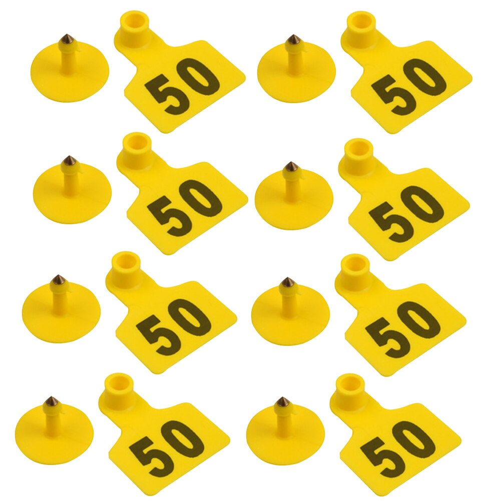 Étiquettes d'oreille vache Anti perte avec numéros TPU | Carte nom TPU, étiquette d'animaux de ferme, étiquette chèvre Non toxique, résistant à l'usure, fournitures animales, 100 pièces: Jaune