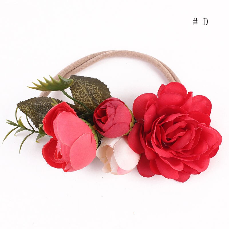 Diadema de flores hecha a mano bebé verano estilo recién nacído diadema, corona de flores niños a juego guirnalda accesorios de bandas para el cabello: 4