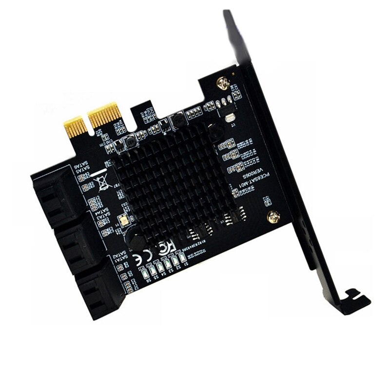 Pcie SATA Card Pcie X1 SATA Gen3 88SE9215 6 Gbps Expansion Card Built-In Eight-Port SATA3.0 Disk Riser Card Array Card