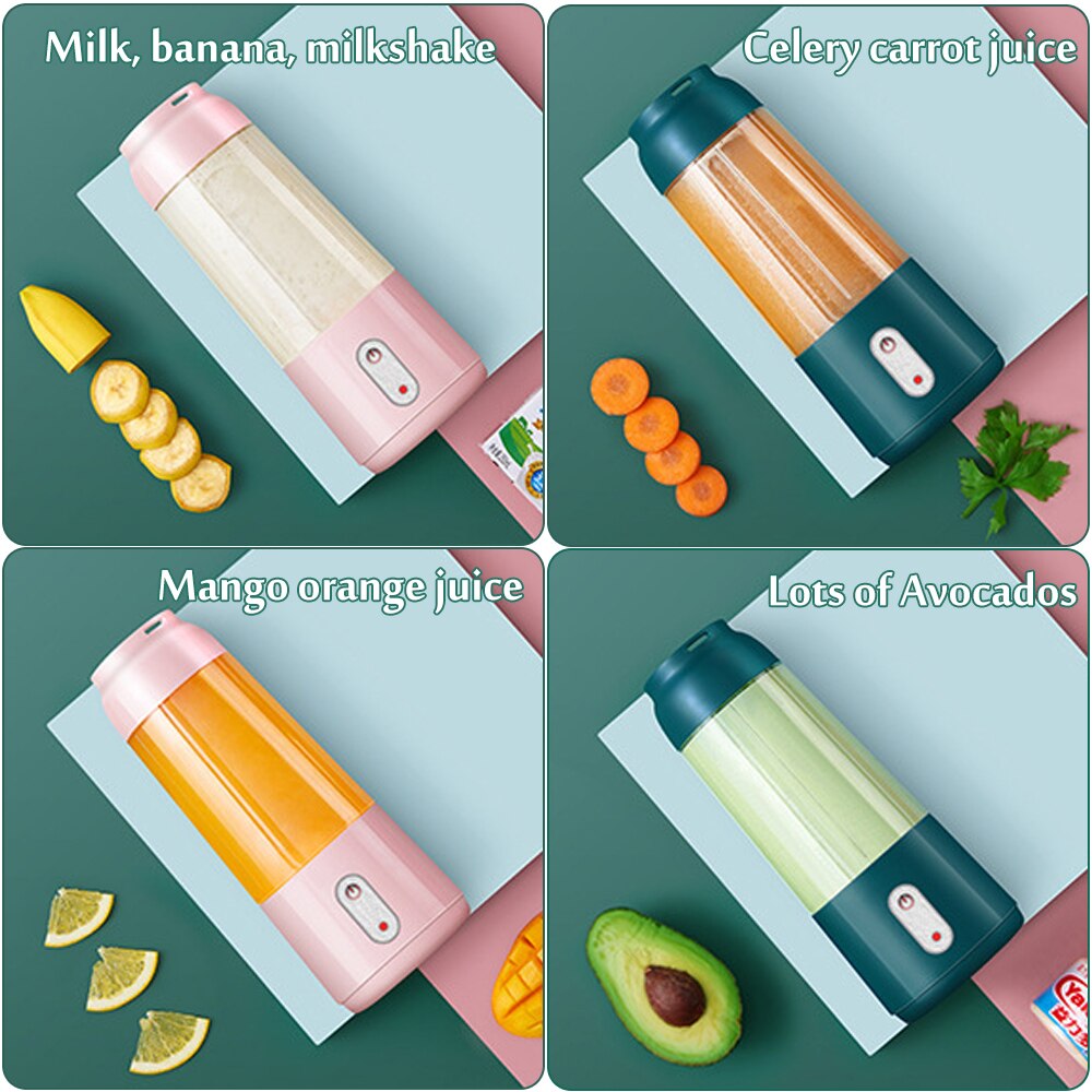 Portable Mini Electric Fruit Juicer Mini Smoothie Maker Blenders Mixer Rechargeable Juicer Bottle Cup For Home Office Outdoor