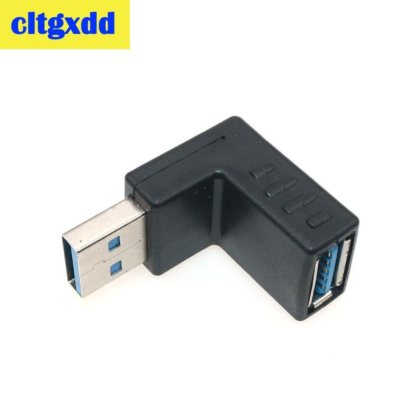 Cltgxdd Haakse USB3.0 Jack Socket L Vorm Adapter Converter USB 3.0 A Male naar EEN Vrouwelijke 90/180 Graden Plug down Connector: 2