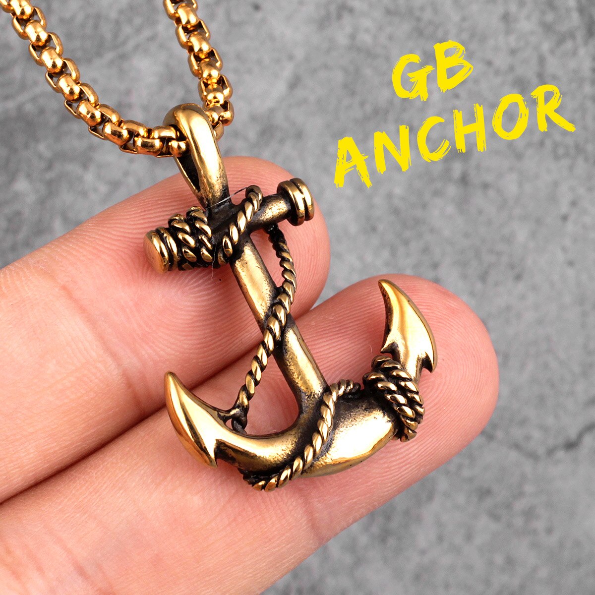 Stainless Steel Sea Anchor Sailor Man Men Necklaces Chain Pendants Punk Rock Hip Hop Unique for Male Boy Jewelry: N034-BlackGold / 70cm