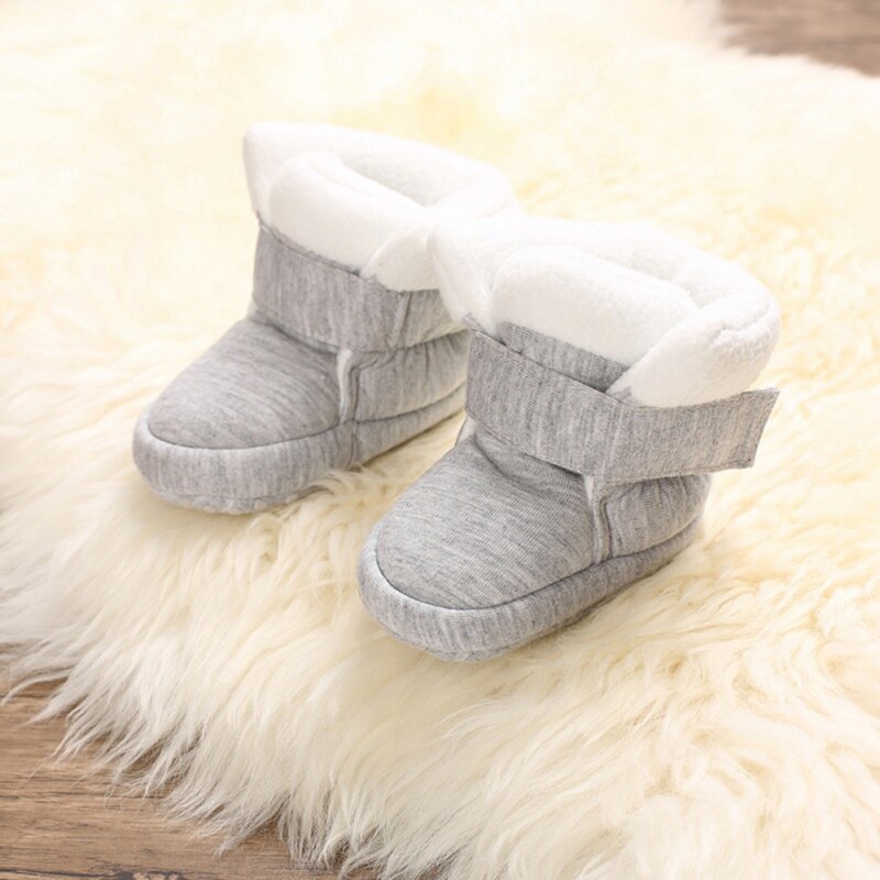 Hiver chaussures de démarrage chaudes Frist chaussures de marche hiver bébé filles chaussures chaussures à semelle souple: Gris / 0-6 mois