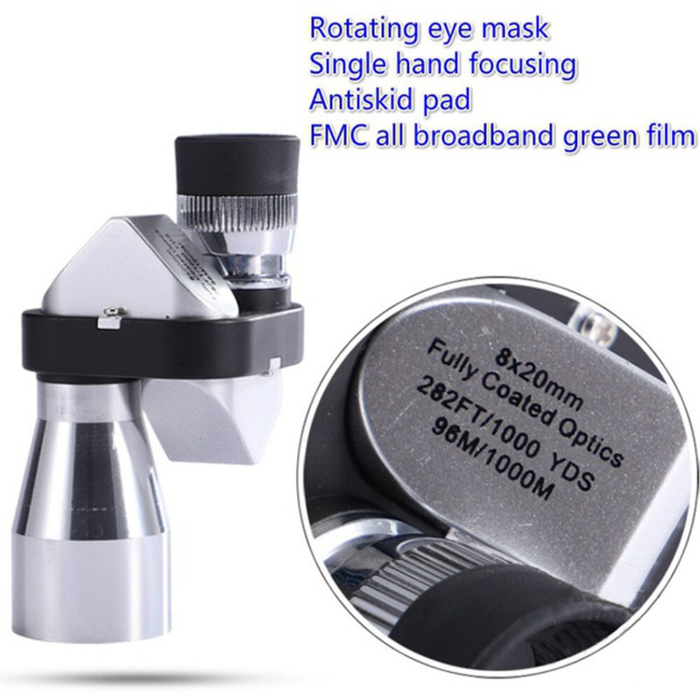 Telescopio de bolsillo con visión nocturna de baja luz, monocular de alta definición, de alta definición, de baja iluminación, aleación de aluminio, 8X20