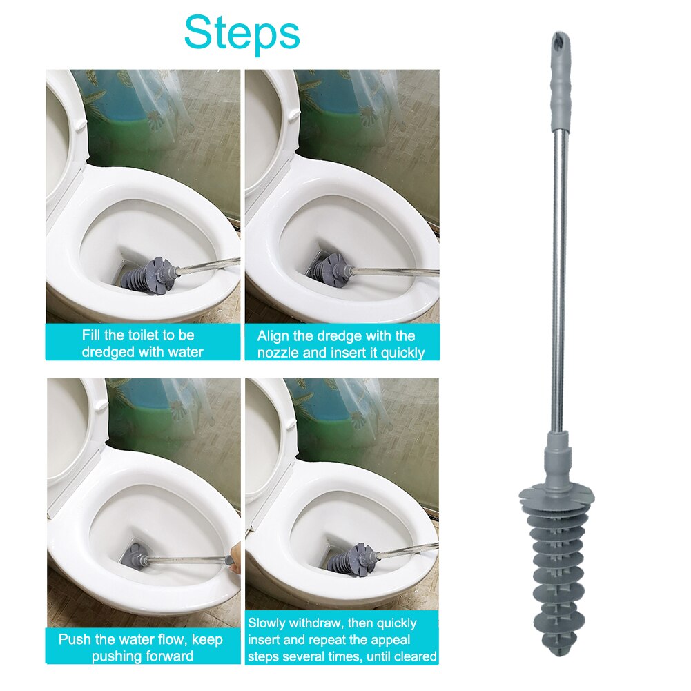 Leistungsstarke Blaster Für Bad Air Ablauf Clog Reinigung Manuelle Wc Plunger Dredge Werkzeuge Kolben Typ Hause Edelstahl Griff