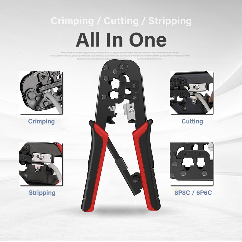 ZoeRax 3 in 1 Crimper Tool Crimping Plier Network Crimper for CAT7/CAT6/CAT5e UPT/STP Modular Plugs with RJ45 8P8C Connector