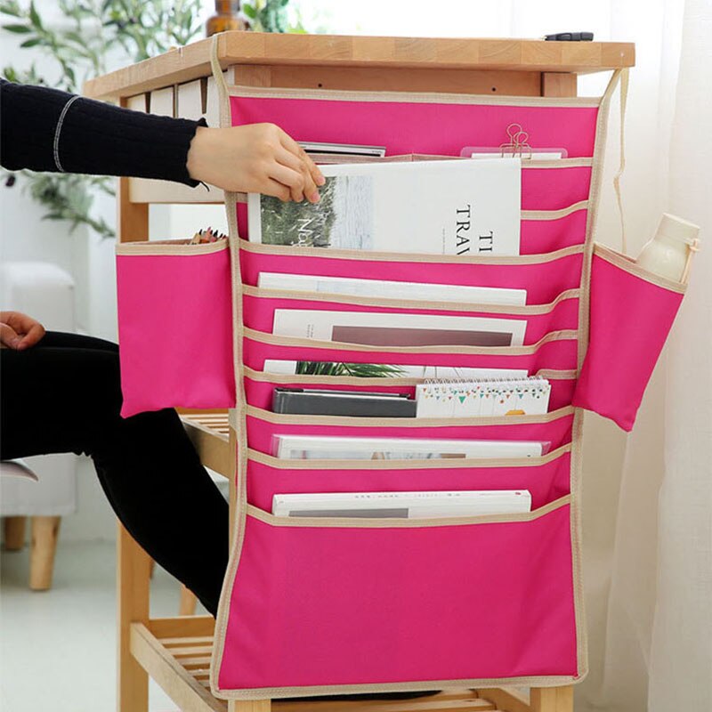 Multi-Pocket Student Table Desk Organizer Storage Book Pens Water Bottle Hanging Bag Organizers Adjustable Magazine organizer