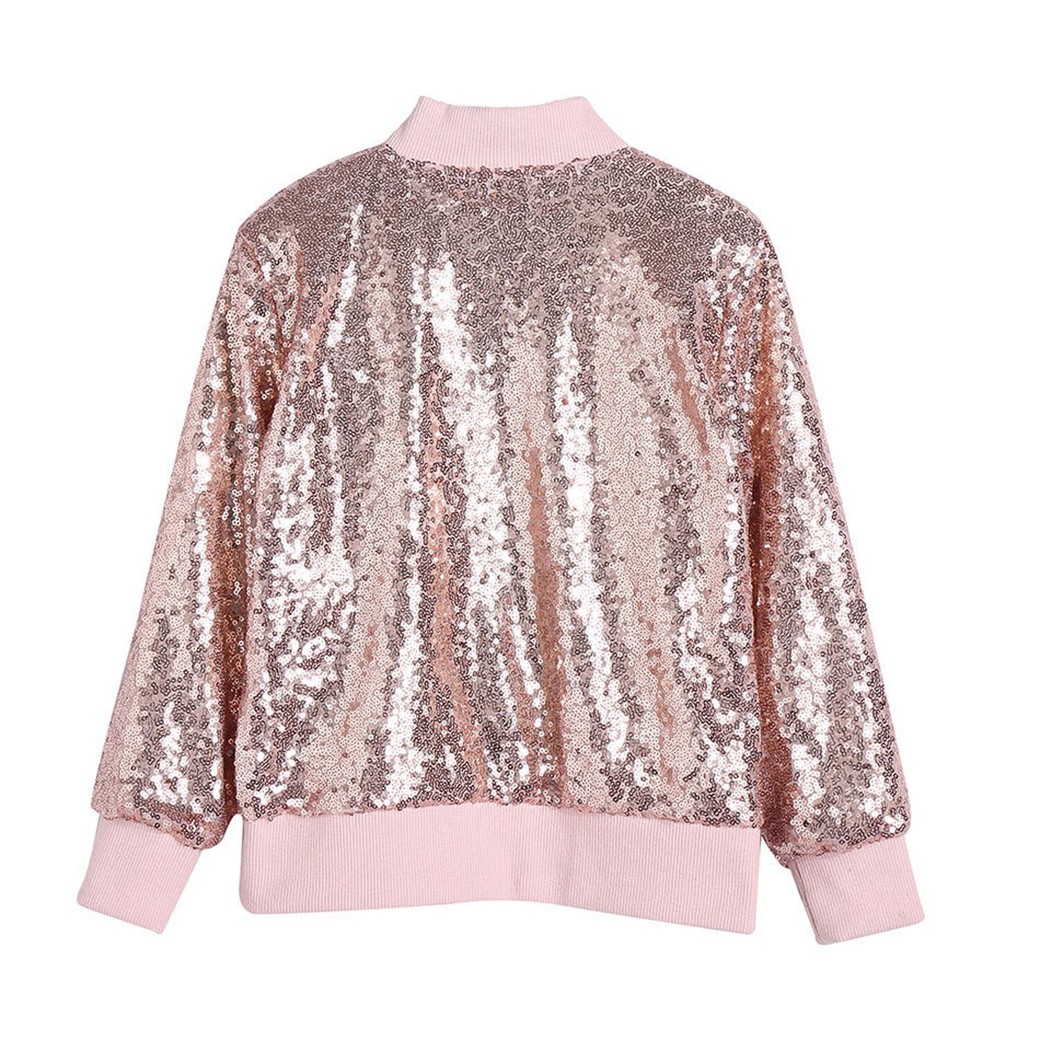 LOLANTA Dzieci dziewczyny jazz kurtka z cekinami długi płaszcz z rękawami błyszczące w jednolitym kolorze ubrania biodro-chmiel taniec występ na scenie odzież na co dzień