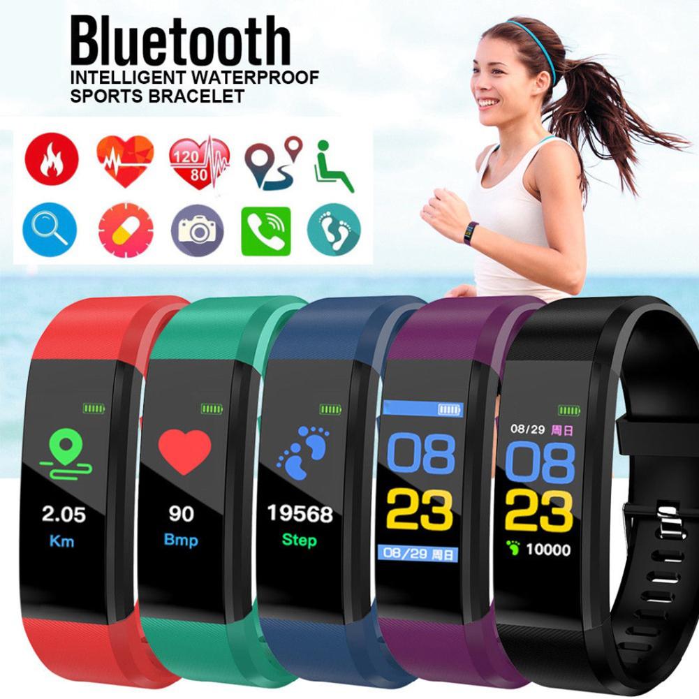 Bracelet connecté avec écran couleur ID115 Plus, Bluetooth, moniteur de fréquence cardiaque et de pression artérielle, moniteur d'activité physique