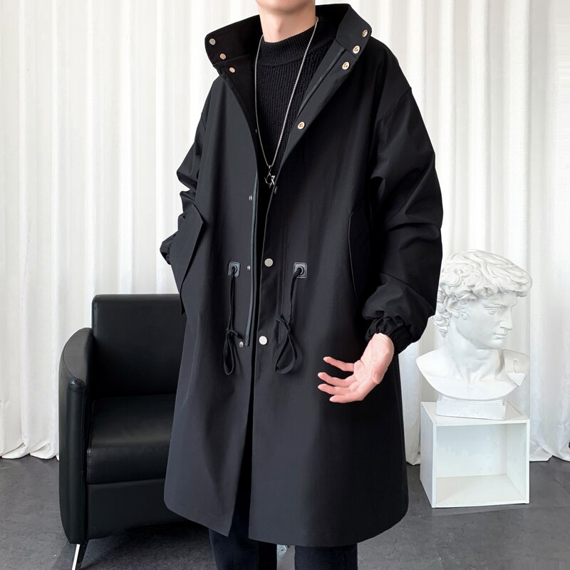 Trench Coat Classique Pour Homme – Boutonné, Coupe Décontractée, Avec Ceinture Amovible, Pour Automne