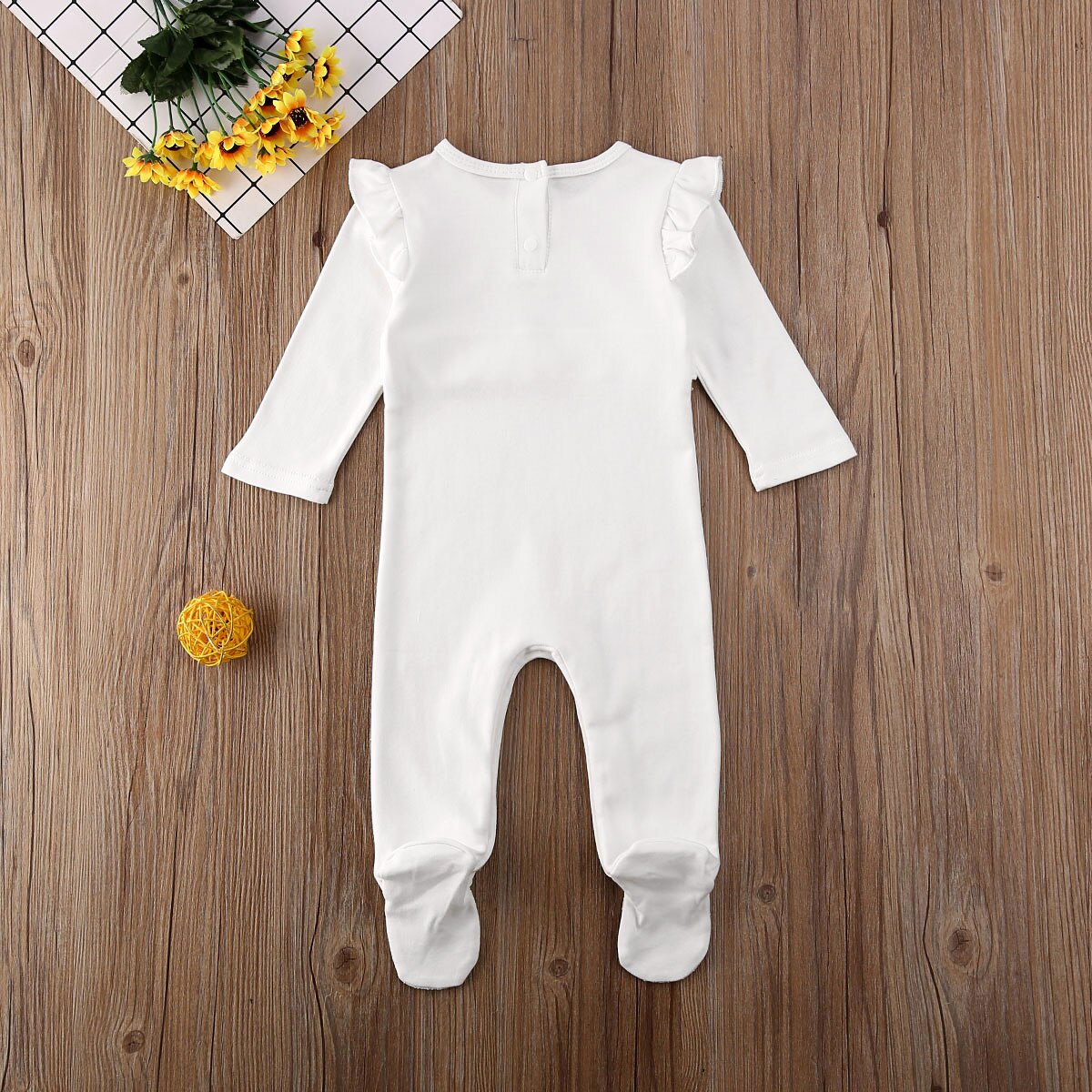 Weihnachten Neugeborene Baby Junge Mädchen Footies Kleidung Spitze Rüsche Langarm Feste Warme Outfits