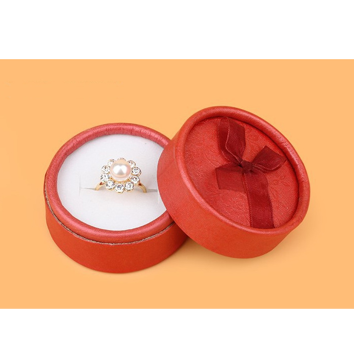 Elegante Ronde Oorbel Ringen Doos Strik Sieraden Organizer Box Holder Wedding Engagement Pakket Box Display