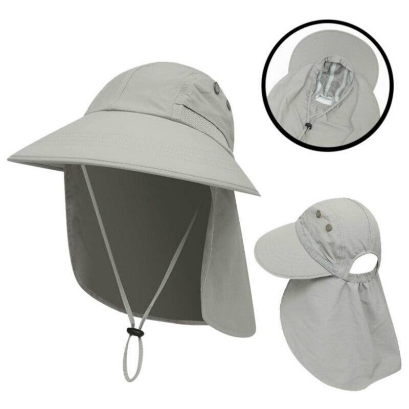 Gorra de pesca de cola de caballo de ala ancha para mujer, sombrero de pescador ajustable, protección UV sólida, protector solar de verano, bob