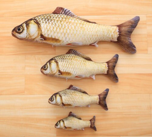 1Pc Cat Pet Chew Toy Cloth Fish Shaped Toys Play Plush Tools: White / 40cm