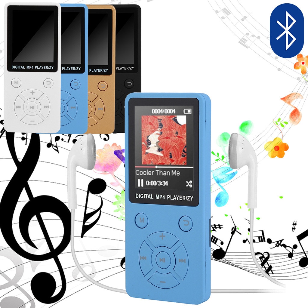 1.8- tums bluetooth-högtalarknapp  mp3 spelare stöder 32gb expansions mini bärbar walkman med radio fm-inspelning 13 språk