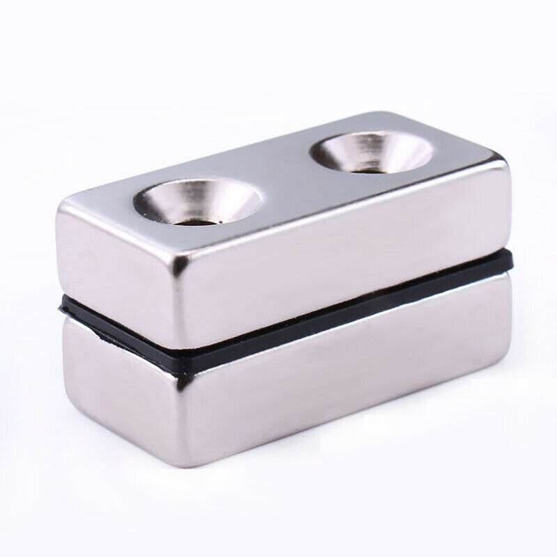 Rektangel kraftfulla magneter med dubbla hål 20 x 10 x 4mm ~ 60 x 20 x 5mm neodymmagnet sällsynt jordartsmetall permanentmagnet