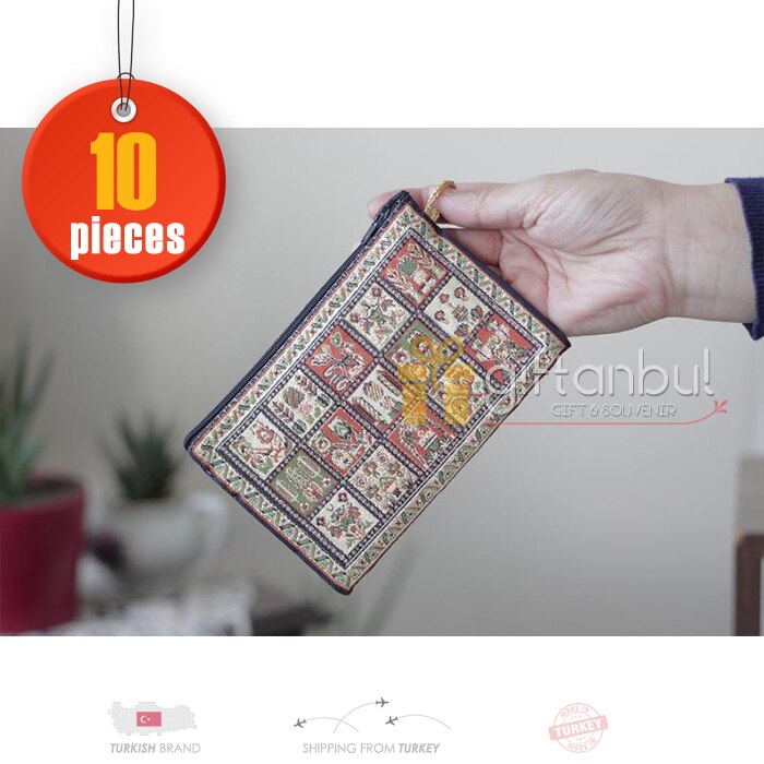 Türkische Geldbörse Traditionellen Teppich Böhmischen Taschen Handliche Lagerung Make-Up Taschen Orientalischen Reißverschluss Umschlag Taschen: 10 pcs (15x10 cm)