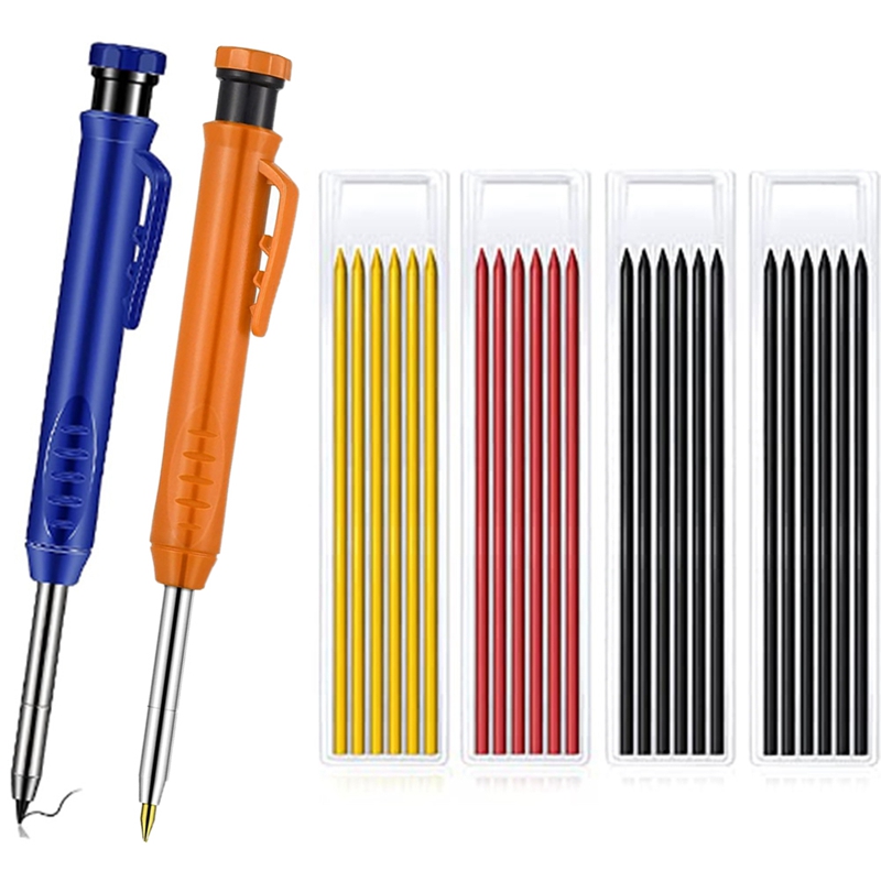 Solide Tischler Bleistift 2 Tischler Bleistifte 24 Mechanische Bleistift Nachfüllung Bau Holzbearbeitung Marker für Architekten: Beige