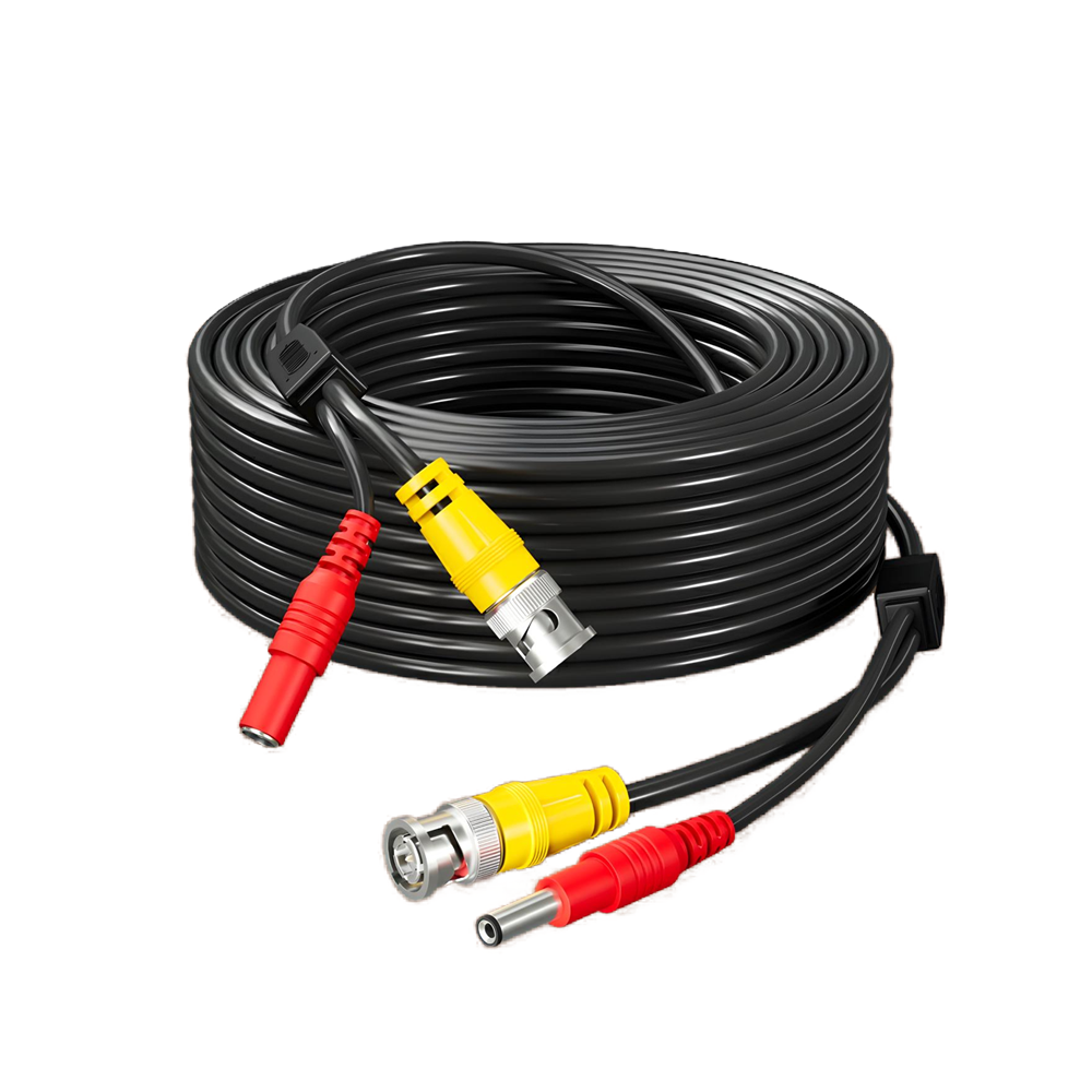 ALL Copper Video+power cord 5m 10m 15m 20m 30m 50m HD copper Security Camera Wire Extension extension with BNC+DC 2in1 AHD Cable
