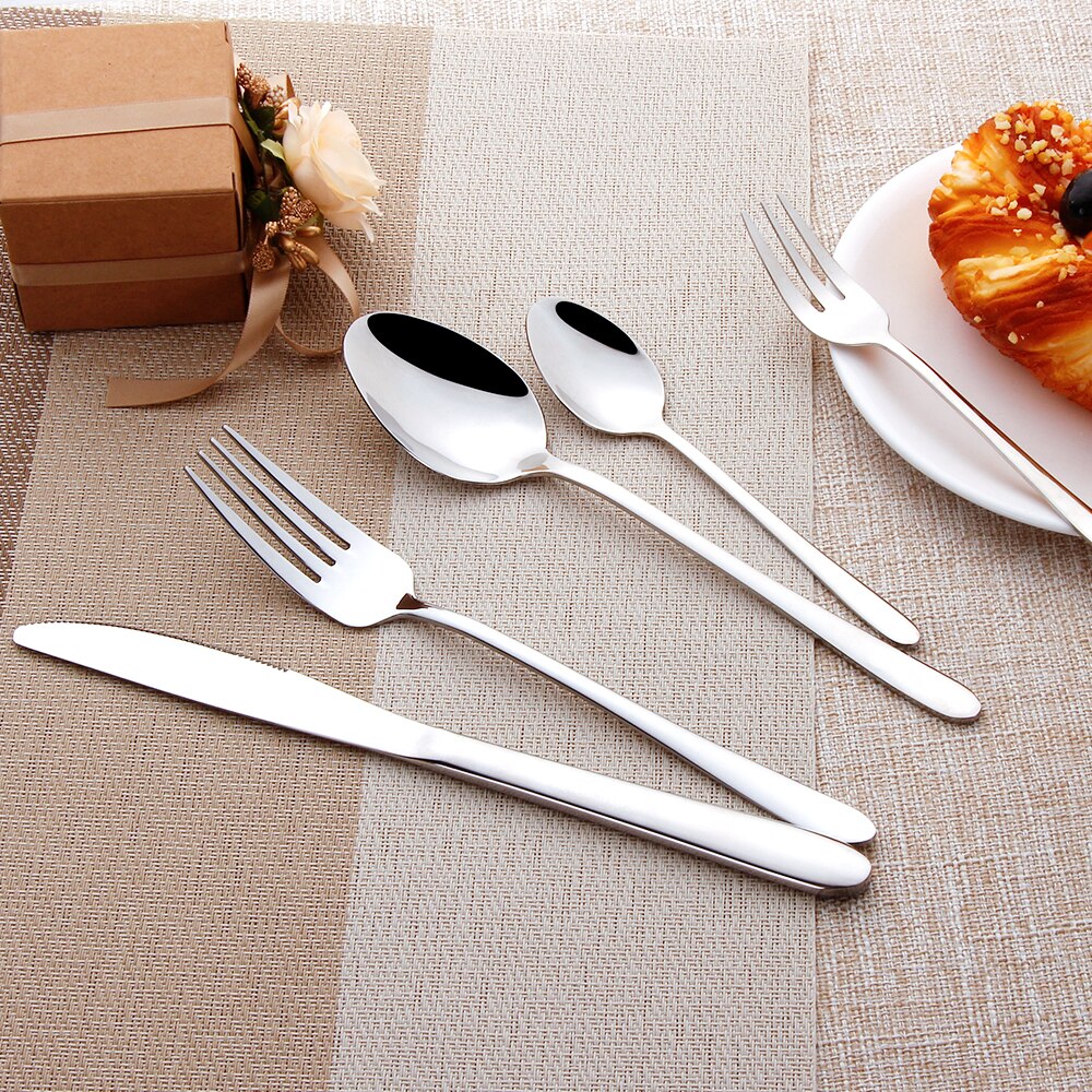 Juego de cubiertos de acero inoxidable, vajilla de espejo, tenedor, cuchara, cuchillo, utensilios de cocina, 8/12/16/20/24 piezas
