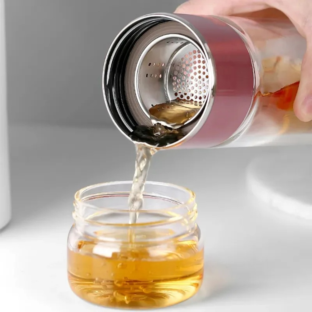 Drikkefontæne 420ml teflasker højt borosilikatglas dobbeltlags tekop teinfuser glasvandflaske med tefilter