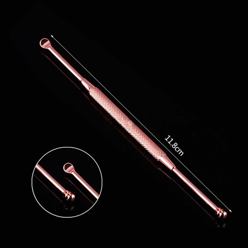 1Pc Double-Ended Rvs Spiraal Oor Pick Lepel Oor Wax Verwijderen Cleaner Ear Care Beauty Tool Draagbare 2 Kleuren: rose golden