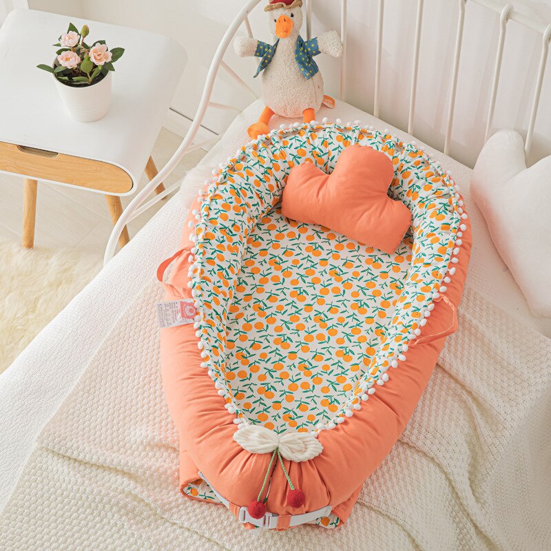 90X50cm Portable Baby Nest Crib Baby Bed Bassinet for Baby Lounger Cotton Baby Nest Co Sleeping Bed: A5