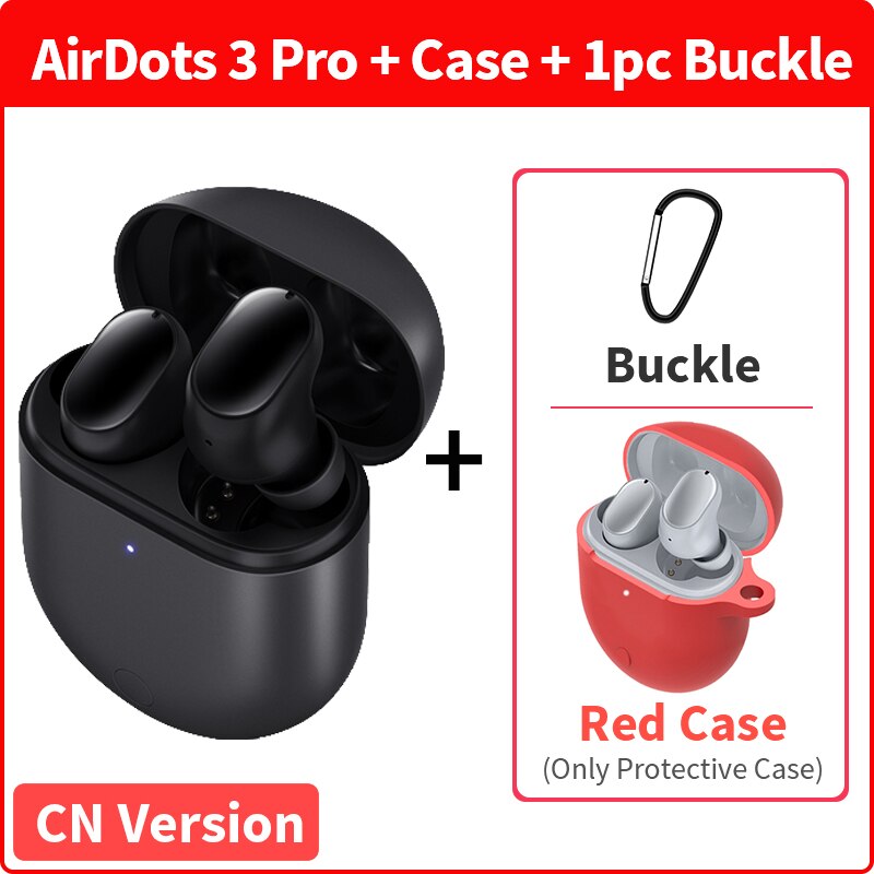 Xiaomi Redmi Airdots 3 Pro Earphone TWS True Wireless Earbuds ANC Bluetooth 5.2 Headset Wireless Charging Redmi Airdots 3Pro: Black N Red Case