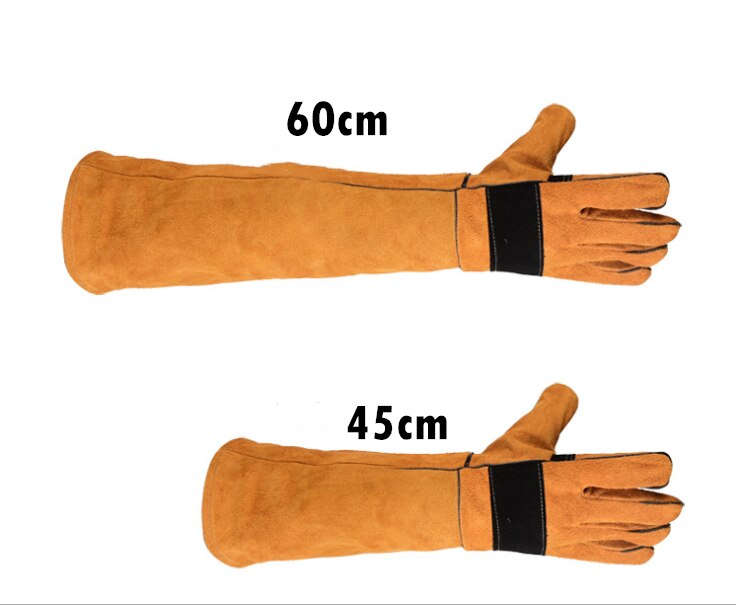 Puremisen esto purentakäsineet koiralle kissa matelija pitkä nahka lemmikit tarttuminen pureminen suojakäsineet puutarhanhoito työ junakäsineet: 45cm / Keltainen