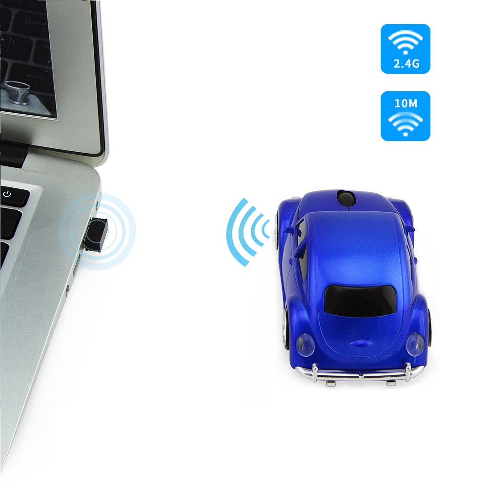 Optical Wireless Mouse Beetle Car Shape Gaming With USB Receiver for PC Laptop Computer Red Mouse for Kids Boys
