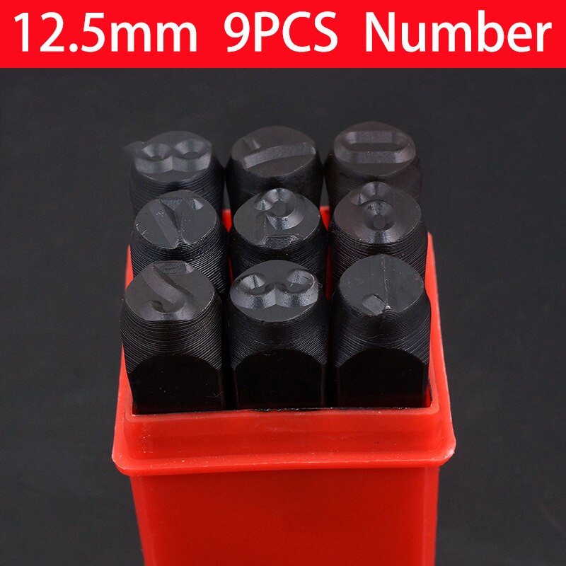 LOGO Stamp Steel Die Metal Stamping kit Punch Tool Number Letter Alphabet Stamps Tools DIY Jewelry Gold Silver Metal leather: 12.5mm Number 9pcs