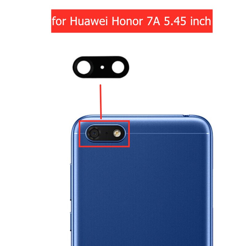 2 piezas para Huawei Honor 7A cámara trasera Cristal de lente de cámara trasera con pegamento 3M Honor 7A 5,45 pulgadas Reparación de piezas de repuesto