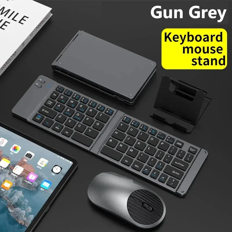 Mini Wireless Keyboard and Mouse Bluetooth Portable Folding Keyboards 2.4G for Windows Android IOS Tablet iPad Phone: salmon