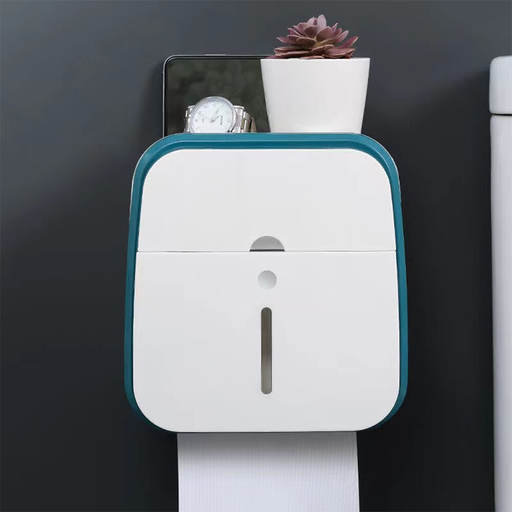 Tissue Box Storage Tissue Box Cover Toilet Tissue Box Toilet Toilet Paper Rack Wall-mounted Pumping Box Perforated Tissue Rack: green