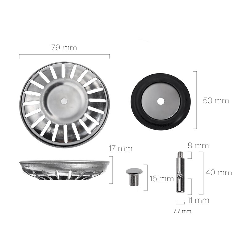 78-84Mm Badkamer Gootsteenzeefje 304 Roestvrij Staal Water Stopper Sink Water Filter Plug Aanrecht Accessoires Keuken gereedschap: 79mm