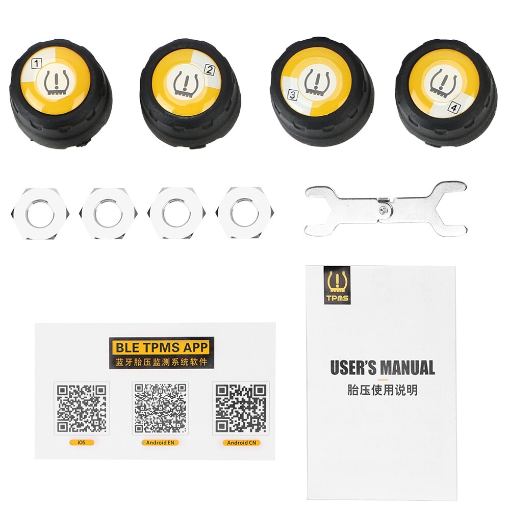 Android iOS BLE TPMS Universal Car Tire Pressure Sensor Waterproof External Alarm Tire Pressure Sensors Bluetooth 4.0 5.0: Bluetooth 4.0