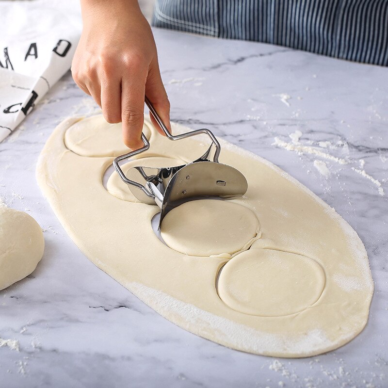 Máquina de rodillo circular para masa de piel de bola de masa grande de acero inoxidable, cortadores para hornear en casa, herramientas para rodar pasteles de Pizza y pasteles de cocina