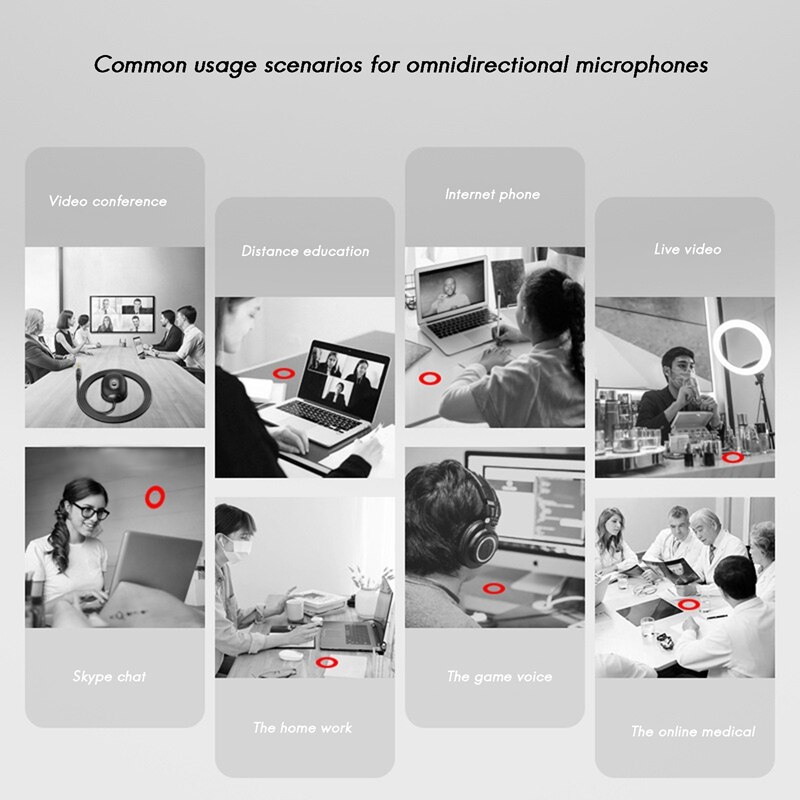 U1 Omni-Directional Microphone 3.5mm AUX Condenser Microphone for Business Conference PC Laptop Voice Pickup Mic